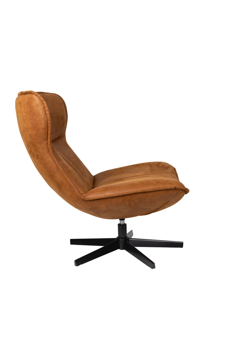 White Label Living Loungesessel John Cognac – PU-Kunstleder, 92 × 81 × 92 cm