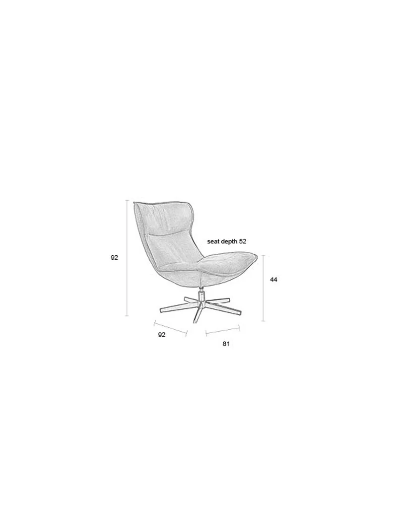 White Label Living Loungesessel John Cognac – PU-Kunstleder, 92 × 81 × 92 cm
