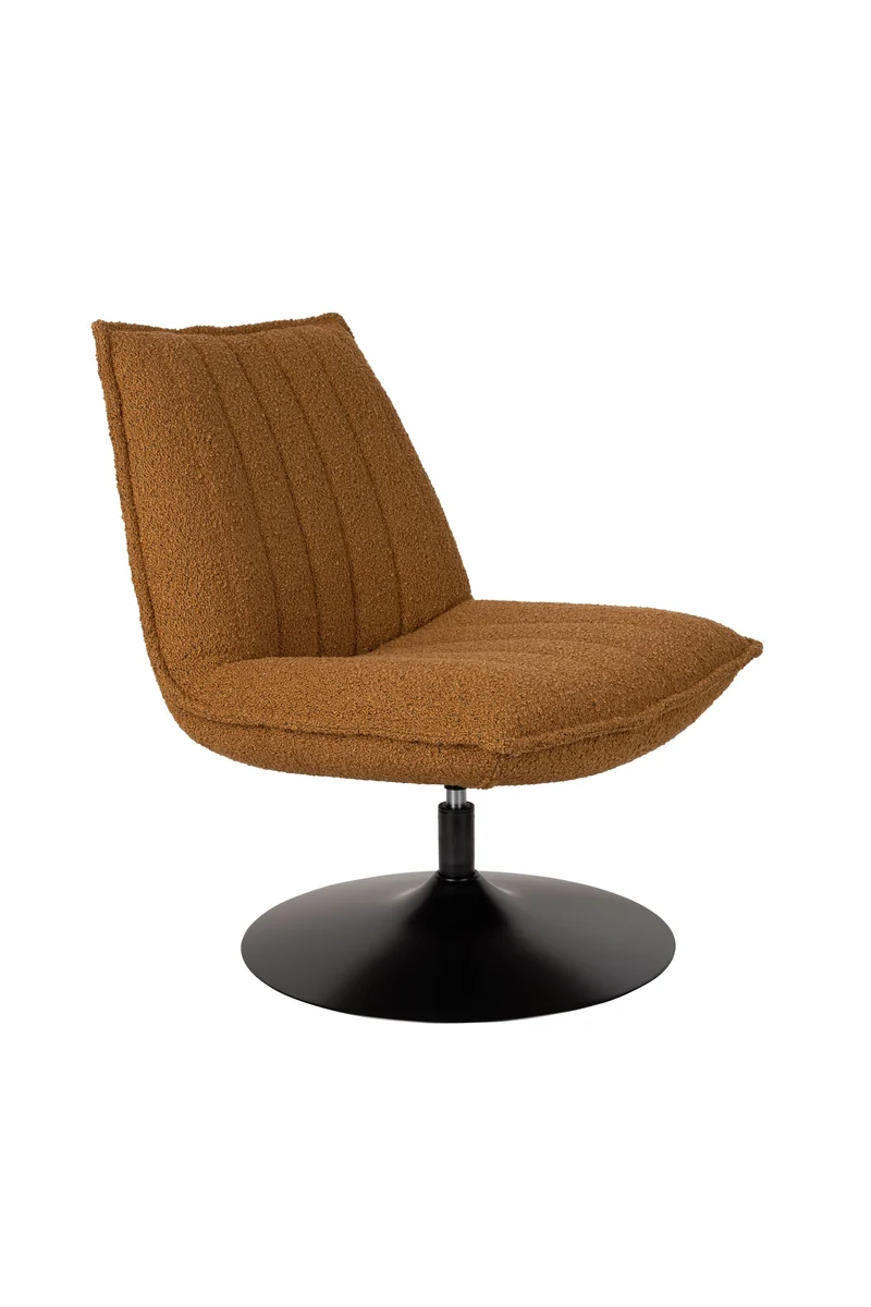 White Label Living Loungesessel Jax Ocker Bouclé – 79 × 68 × 85 cm