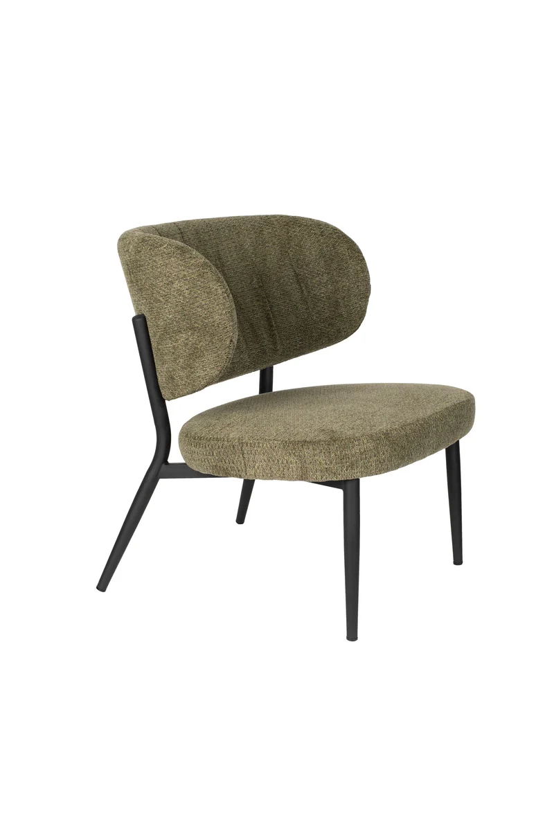 White Label Living Loungesessel Sanne Grün – Grau, Textil, 72 × 62 × 76 cm