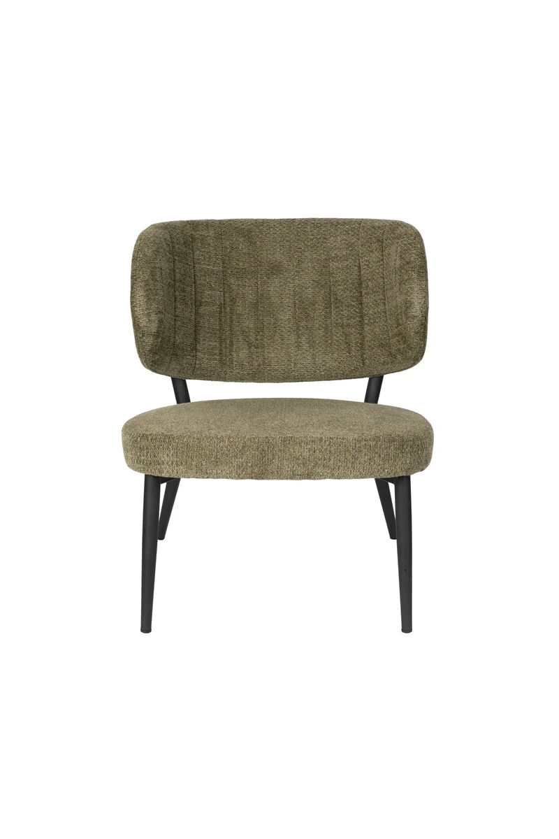 White Label Living Loungesessel Sanne Grün – Grau, Textil, 72 × 62 × 76 cm
