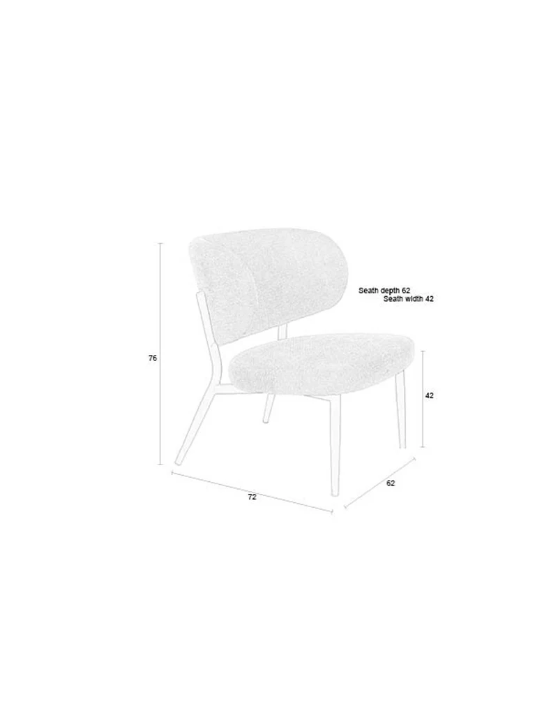 White Label Living Loungesessel Sanne Brownie – Textil, 72 × 62 × 76 cm