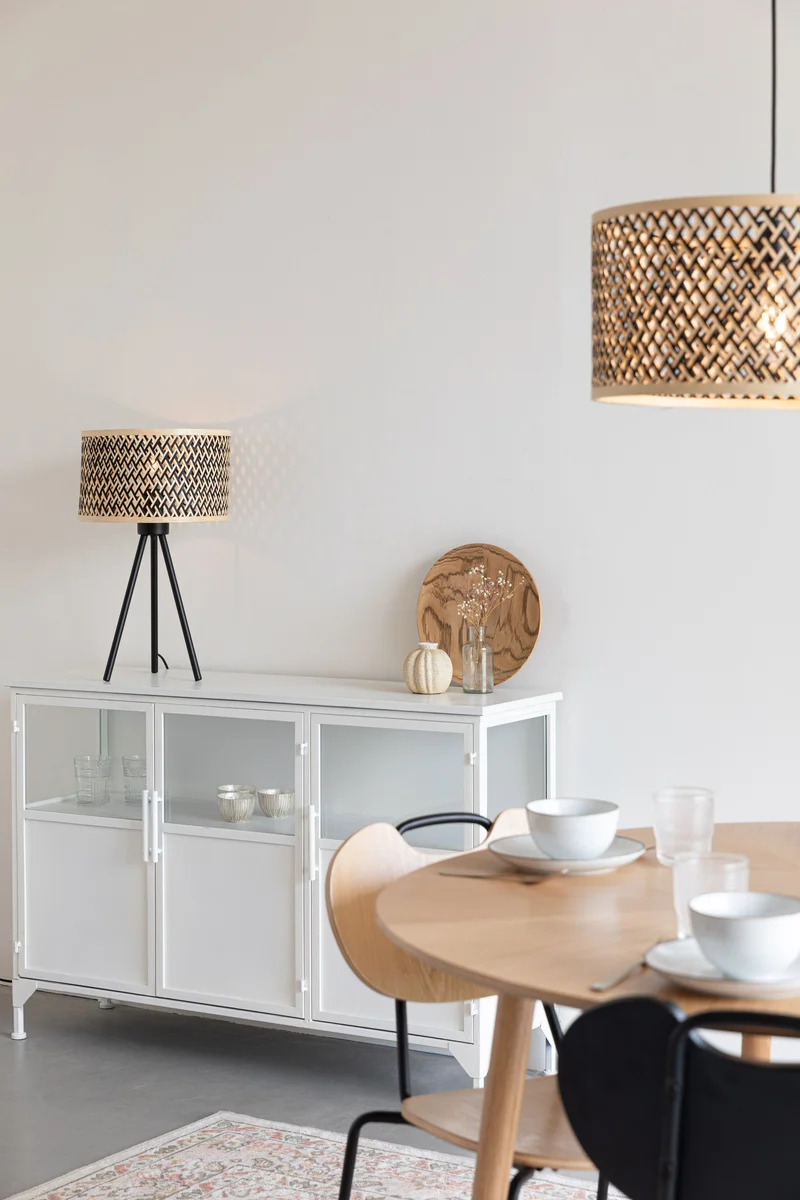 White Label Living Tischleuchte Isla Bamboo – 33 × 33 × 55 cm
