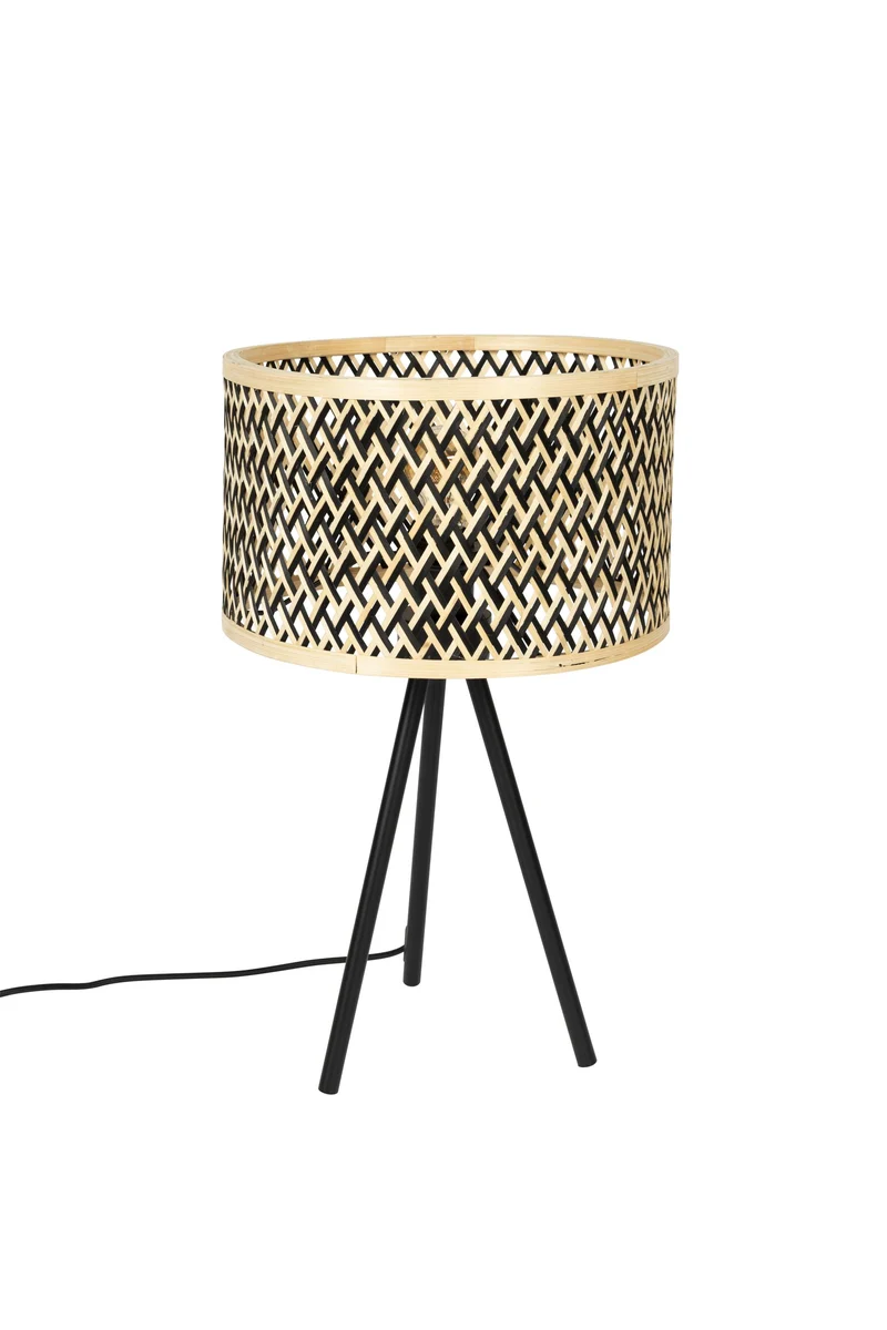 White Label Living Tischleuchte Isla Bamboo – 33 × 33 × 55 cm