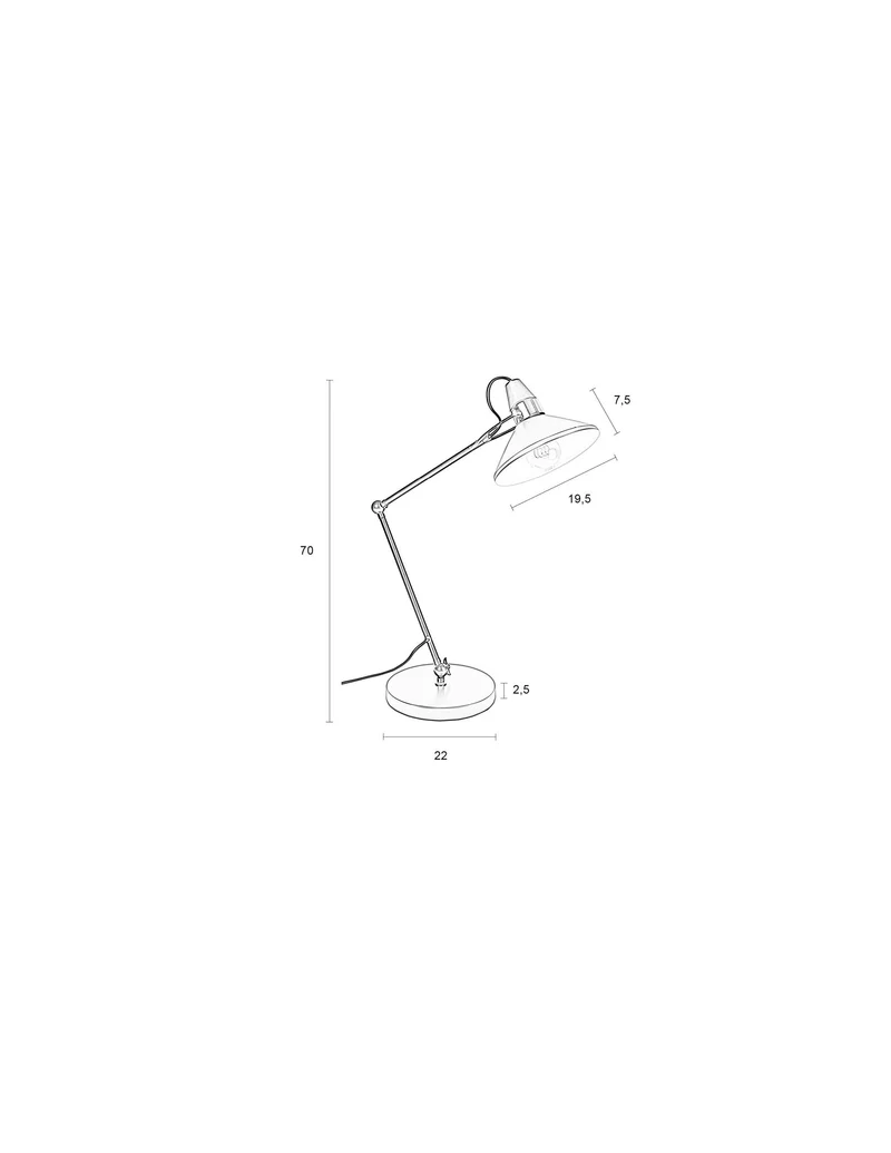 White Label Living Tischleuchte Jona – Stahl, 22 × 22 × 70 cm