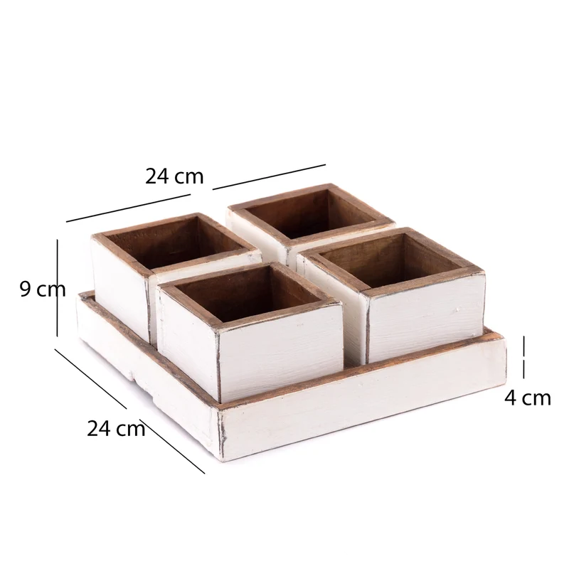 HOLZ AUFBEWAHRUNGSKISTEN "CUBO" | 24x9 cm (BxH), Mahagoni | Kistenset | Farbe: 06 weiß-landhaus