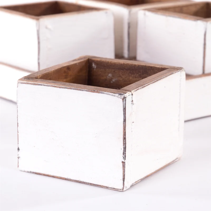 HOLZ AUFBEWAHRUNGSKISTEN "CUBO" | 24x9 cm (BxH), Mahagoni | Kistenset | Farbe: 06 weiß-landhaus