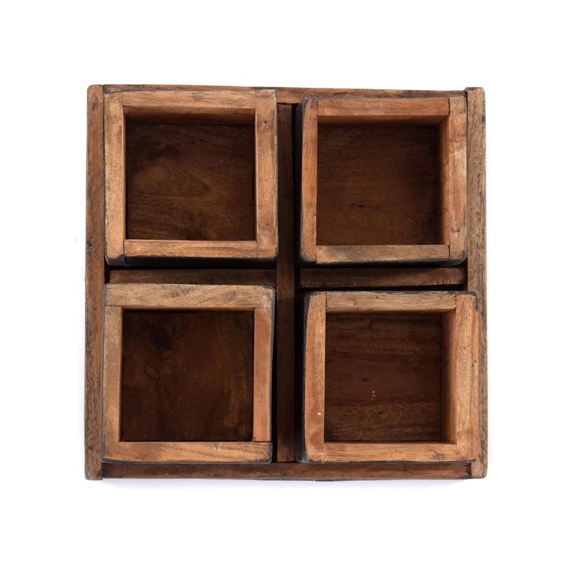 HOLZ AUFBEWAHRUNGSKISTEN "CUBO" | 24x9 cm (BxH), Mahagoni | Kistenset | Farbe: 06 weiß-landhaus