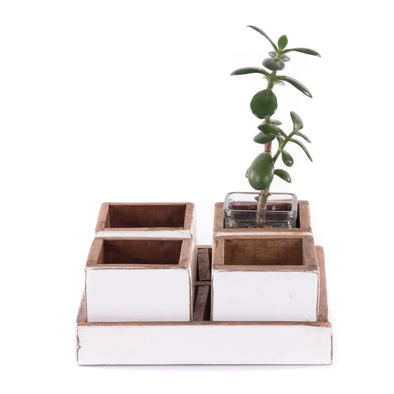 HOLZ AUFBEWAHRUNGSKISTEN "CUBO" | 24x9 cm (BxH), Mahagoni | Kistenset | Farbe: 06 weiß-landhaus
