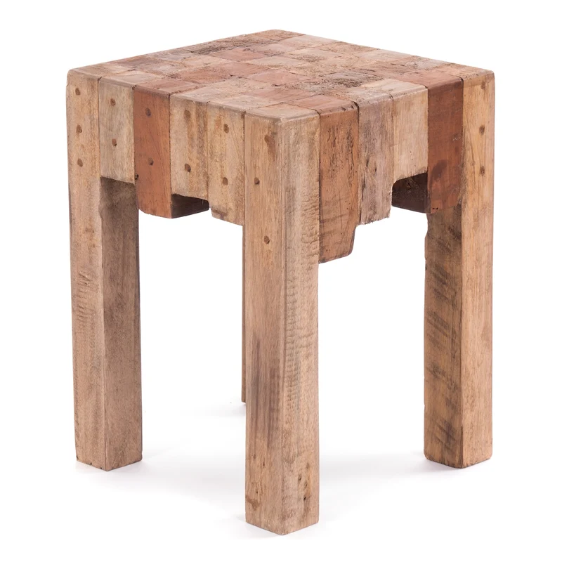 HOCKER "NATURA" | Altholz, 40x30x30 cm (HxBxT) | Holzhocker | Farbe: 01 natur-vintage