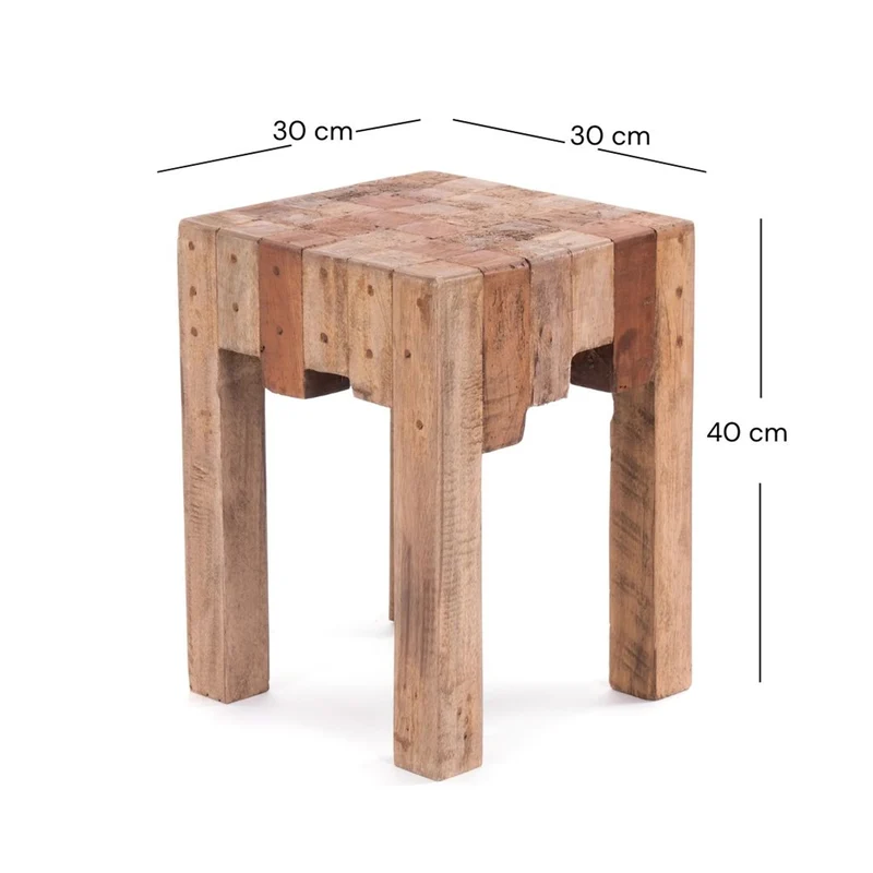 HOCKER "NATURA" | Altholz, 40x30x30 cm (HxBxT) | Holzhocker | Farbe: 01 natur-vintage