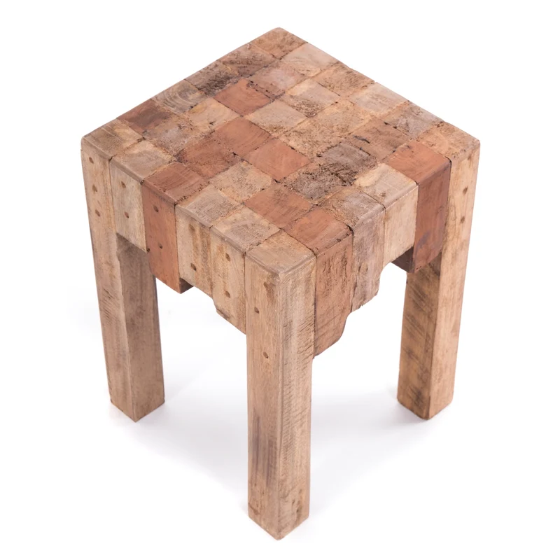 HOCKER "NATURA" | Altholz, 40x30x30 cm (HxBxT) | Holzhocker | Farbe: 01 natur-vintage