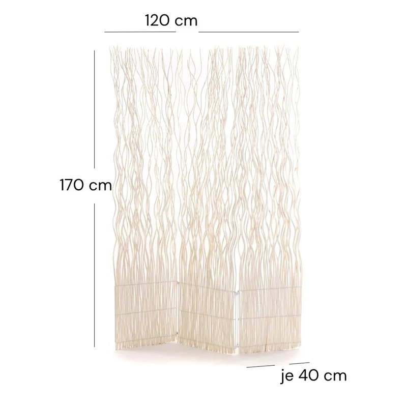 RAUMTEILER "WAVE 3" | Weide, 170x120cm (HxB) | Paravent, Trennwand | Farbe: geblichen