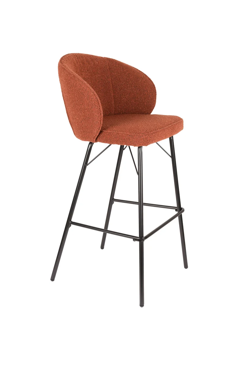 White Label Living Barhocker Barstool Joa Terra – Schwarz, Polyester, 50 × 52 × 100 cm, 2er-Set