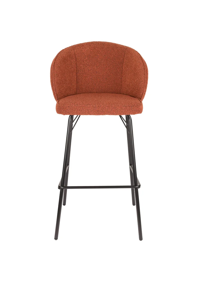 White Label Living Barhocker Barstool Joa Terra – Schwarz, Polyester, 50 × 52 × 100 cm, 2er-Set