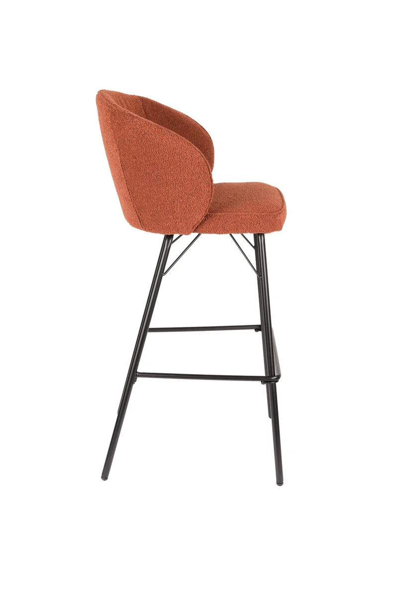 White Label Living Barhocker Barstool Joa Terra – Schwarz, Polyester, 50 × 52 × 100 cm, 2er-Set