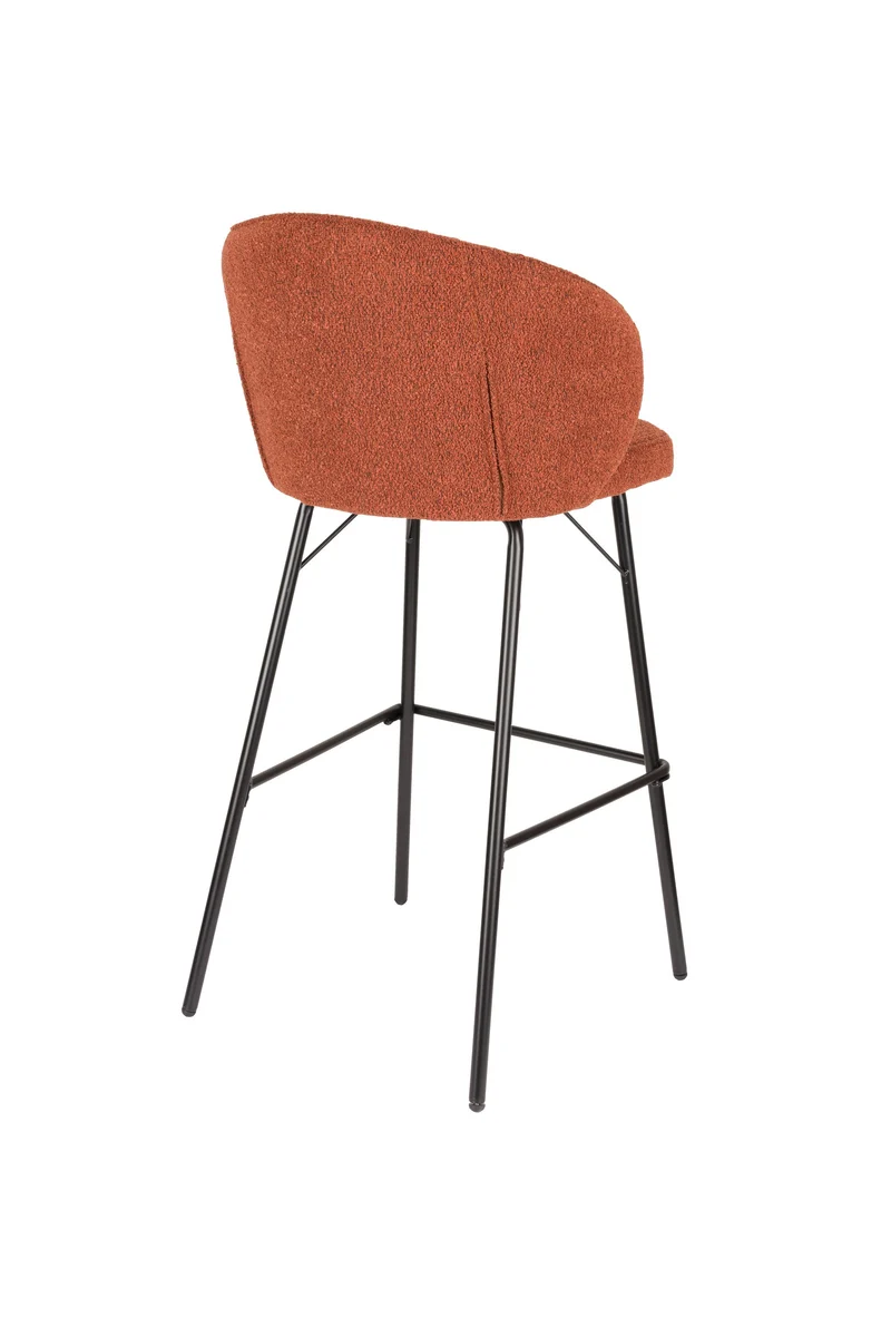 White Label Living Barhocker Barstool Joa Terra – Schwarz, Polyester, 50 × 52 × 100 cm, 2er-Set