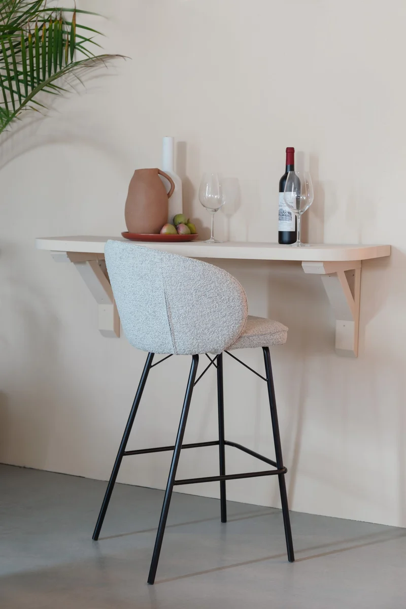 White Label Living Barhocker Barstool Joa – Beige, Polyester, 50 × 52 × 100 cm, 2er-Set
