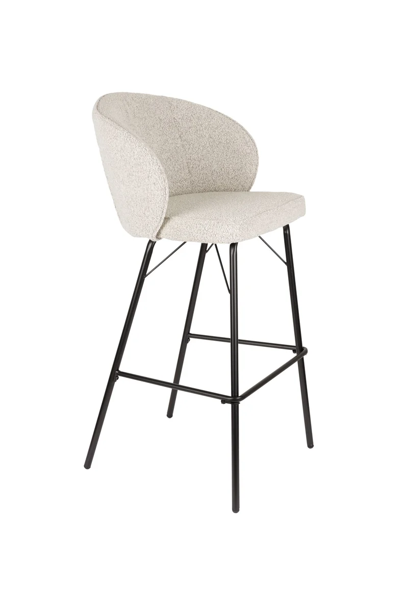 White Label Living Barhocker Barstool Joa – Beige, Polyester, 50 × 52 × 100 cm, 2er-Set