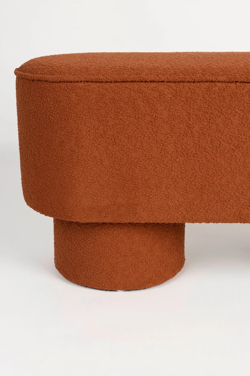 White Label Living Bank Marcos Rot – Braun, Textil, 35 × 93 × 44,5 cm