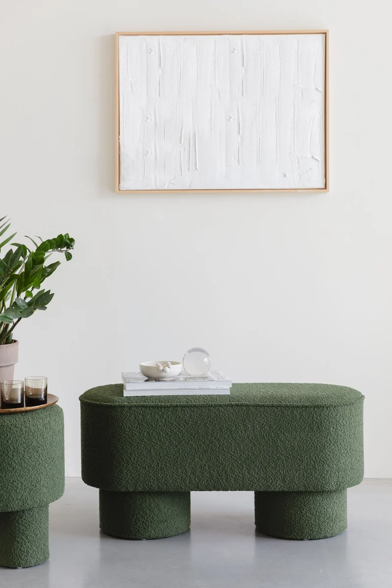 White Label Living Bank Marcos – Grün, Textil, 35 × 93 × 44,5 cm