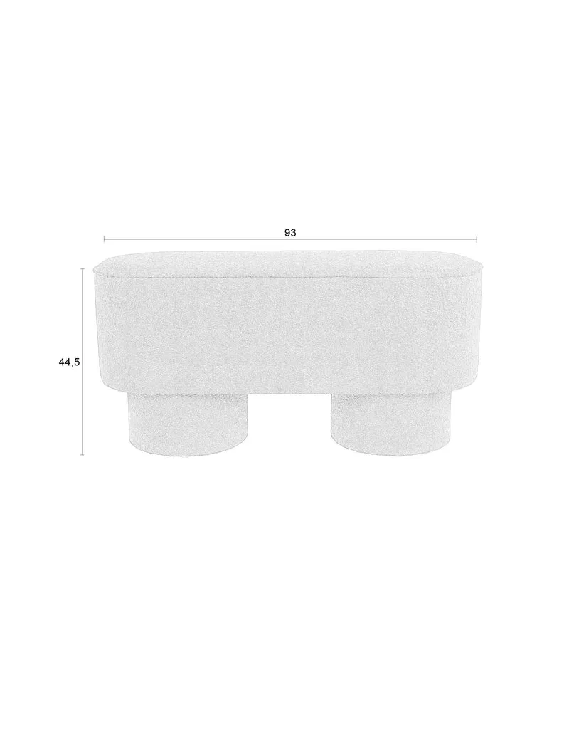 White Label Living Bank Marcos – Weiß, Textil, 35 × 93 × 44,5 cm
