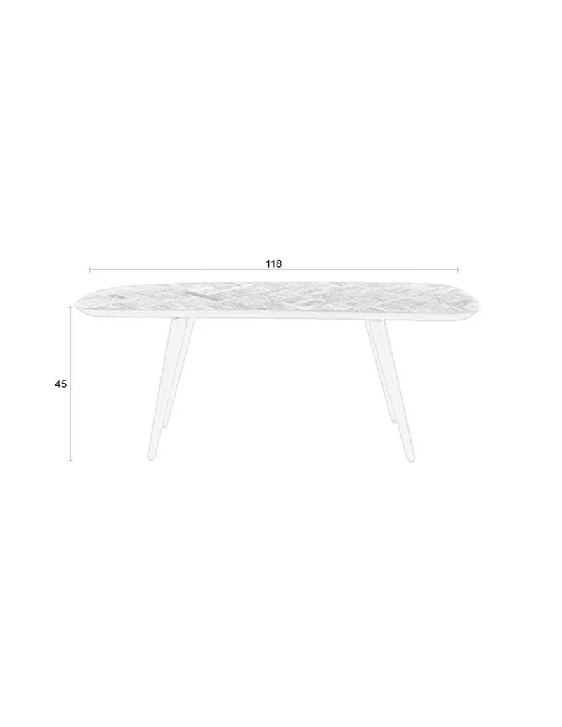 White Label Living Bank Webster – Stahl, 118 × 37 × 45 cm