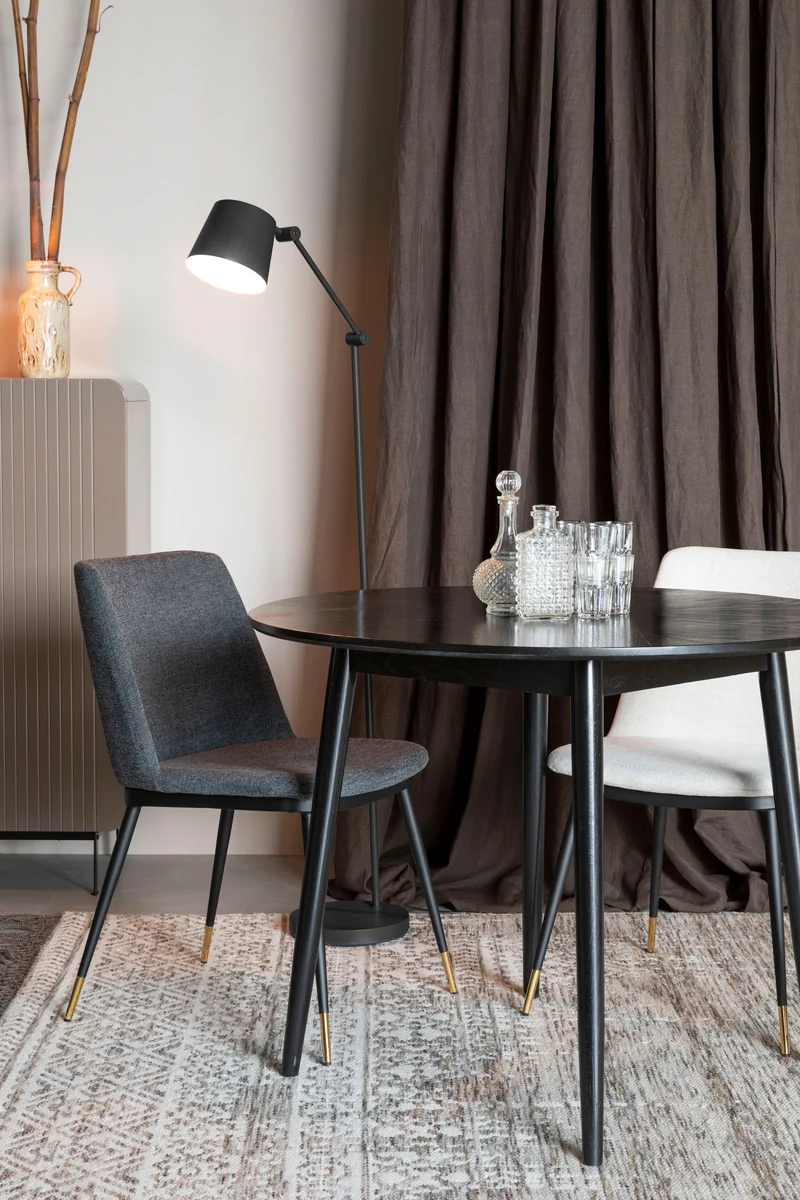 White Label Living Stuhl Lionel Dark – Grau, Textil, 63 × 49,6 × 80 cm, 2er-Set