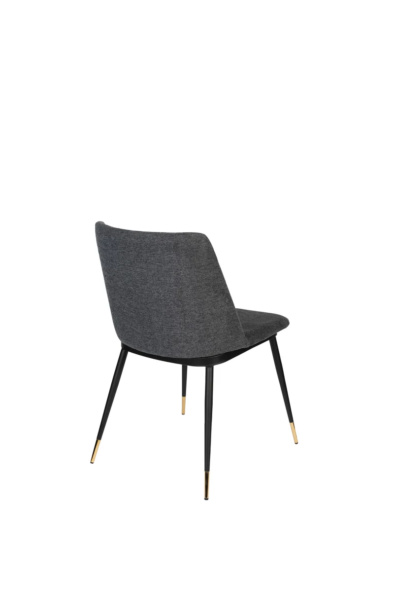 White Label Living Stuhl Lionel Dark – Grau, Textil, 63 × 49,6 × 80 cm, 2er-Set