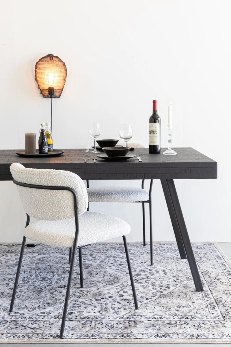 White Label Living Stuhl Jolien Schwarz/Weiß Bouclé – 56 × 48 × 77 cm, 2er-Set