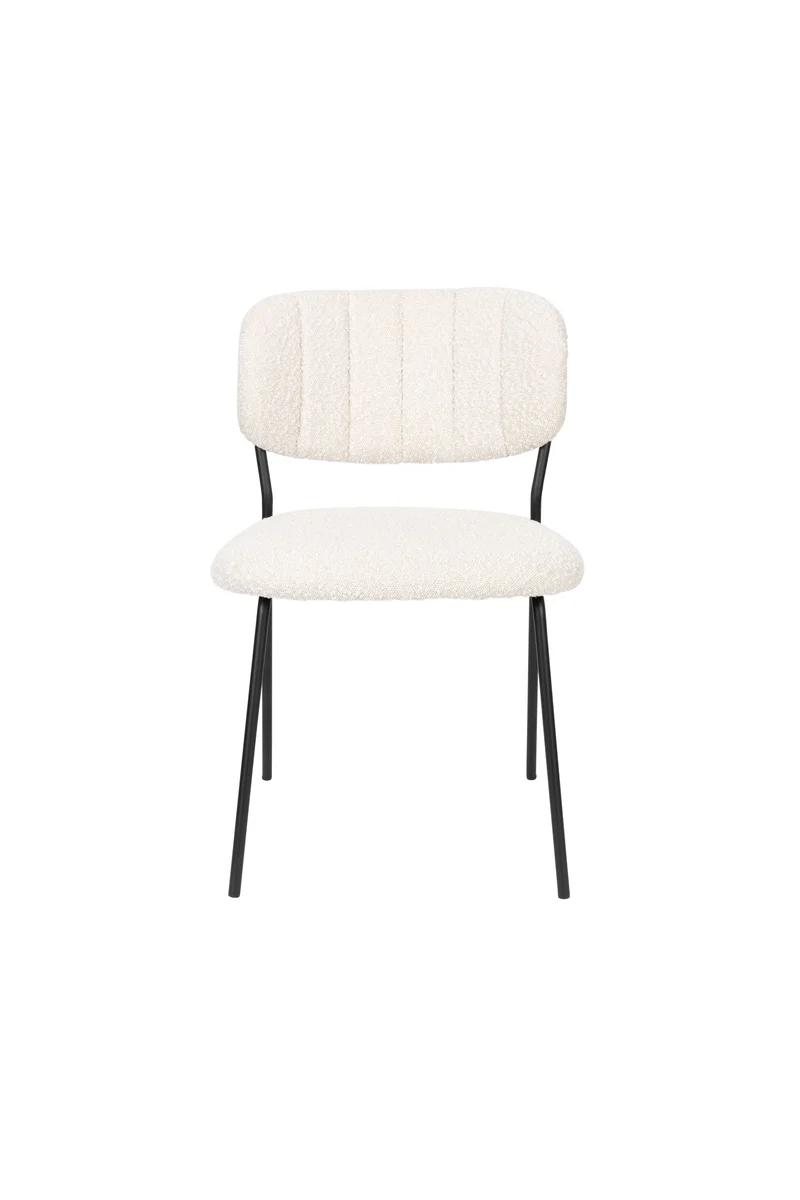 White Label Living Stuhl Jolien Schwarz/Weiß Bouclé – 56 × 48 × 77 cm, 2er-Set