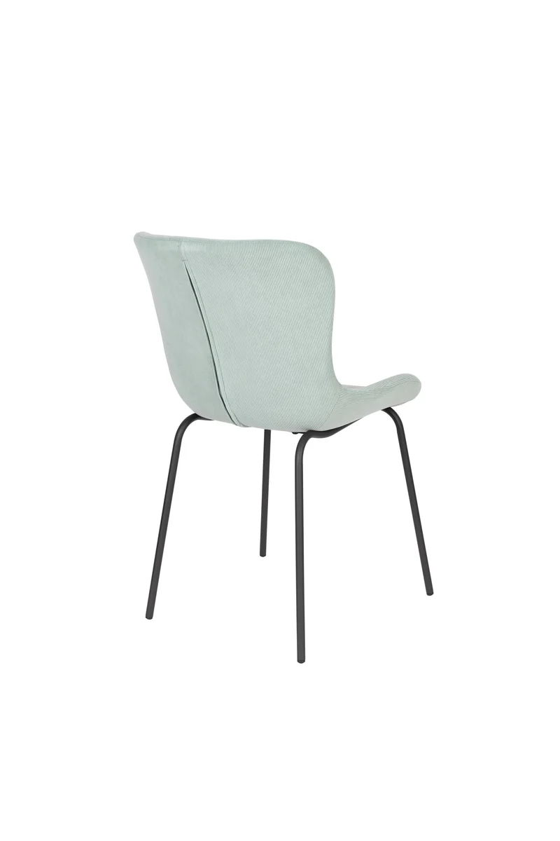 White Label Living Stuhl Junzo Rib Light – Grün, Textil, 56 × 48 × 81,5 cm, 2er-Set