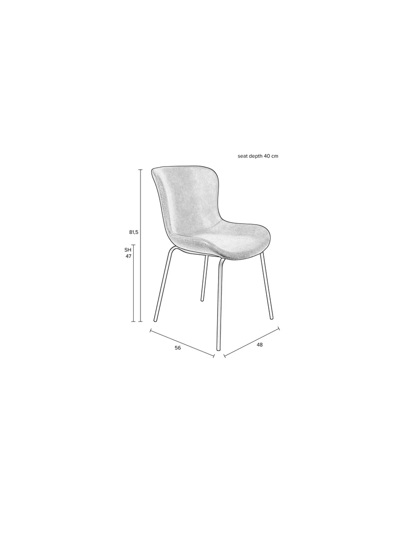 White Label Living Stuhl Junzo Rib Light – Grün, Textil, 56 × 48 × 81,5 cm, 2er-Set
