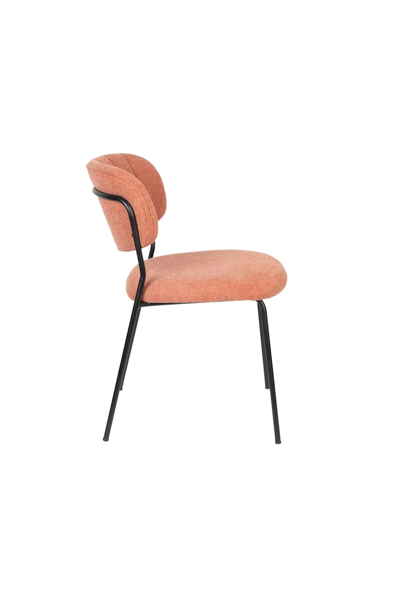 White Label Living Stuhl Jolien Schwarz/Pink Fr – 56 × 48 × 77 cm, 2er-Set