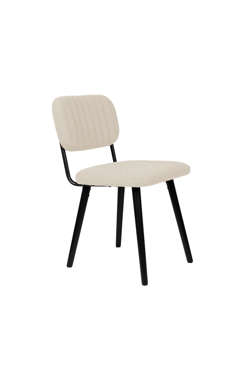 White Label Living Stuhl Jake Off Weiß Bouclé – 56 × 46 × 80 cm