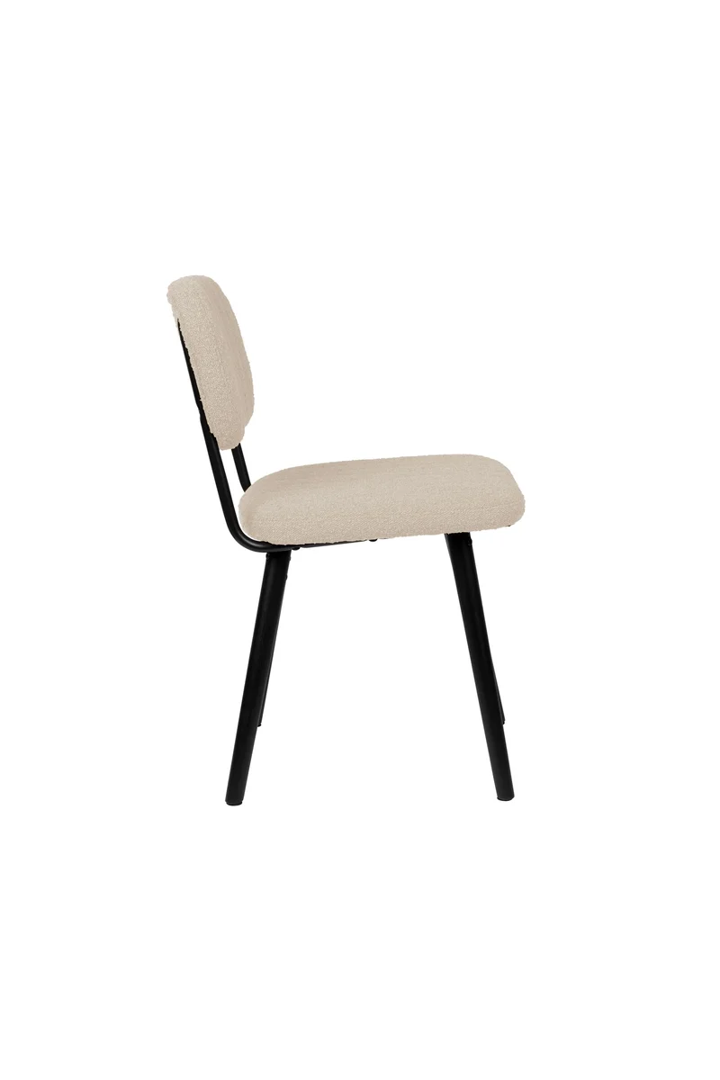 White Label Living Stuhl Jake Off Weiß Bouclé – 56 × 46 × 80 cm