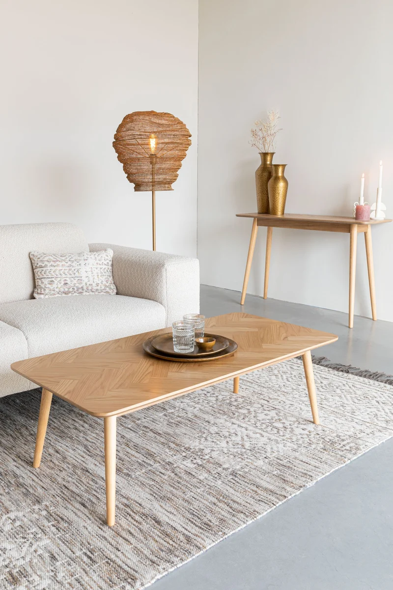 White Label Living Couchtisch Fabio 120 × 60 cm – Natur, Massives Eichenholz