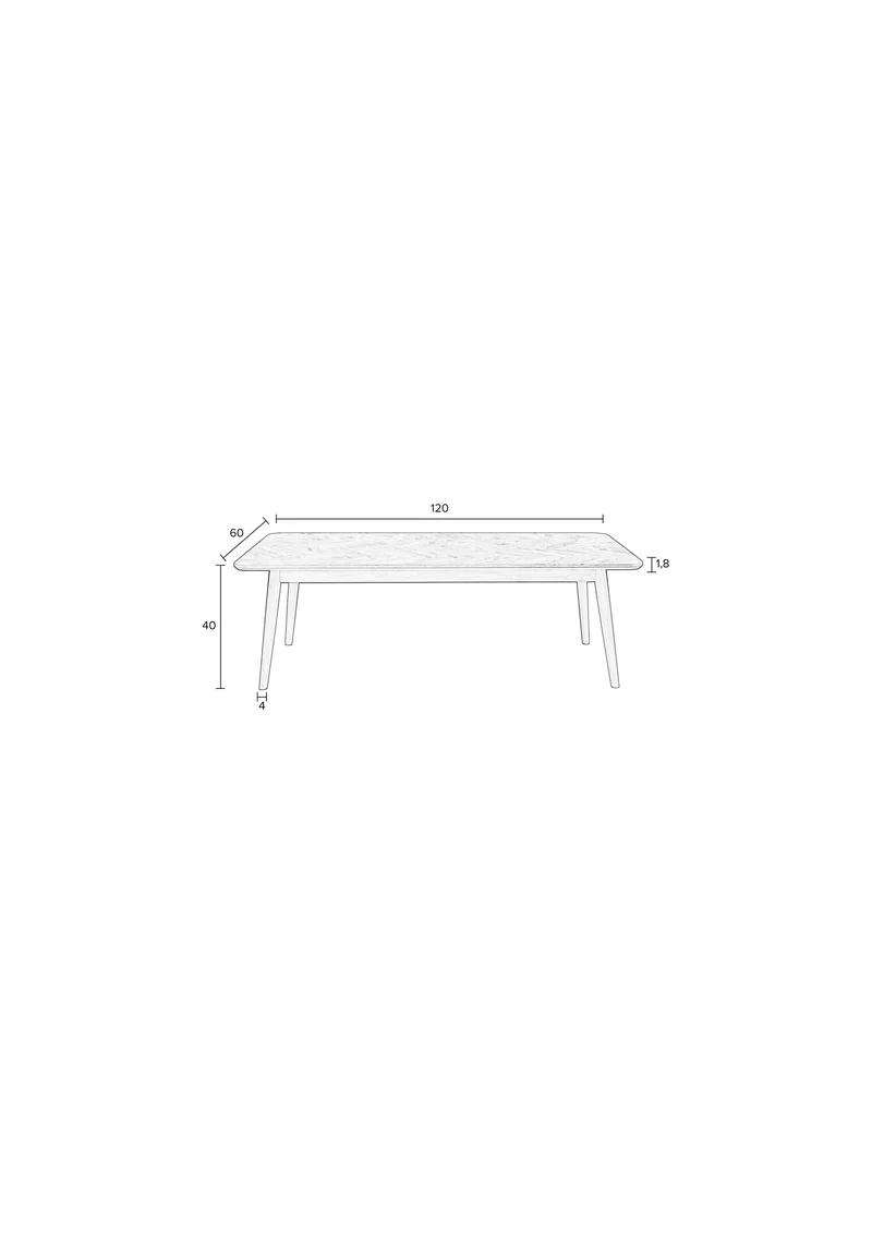 White Label Living Couchtisch Fabio 120 × 60 cm – Natur, Massives Eichenholz