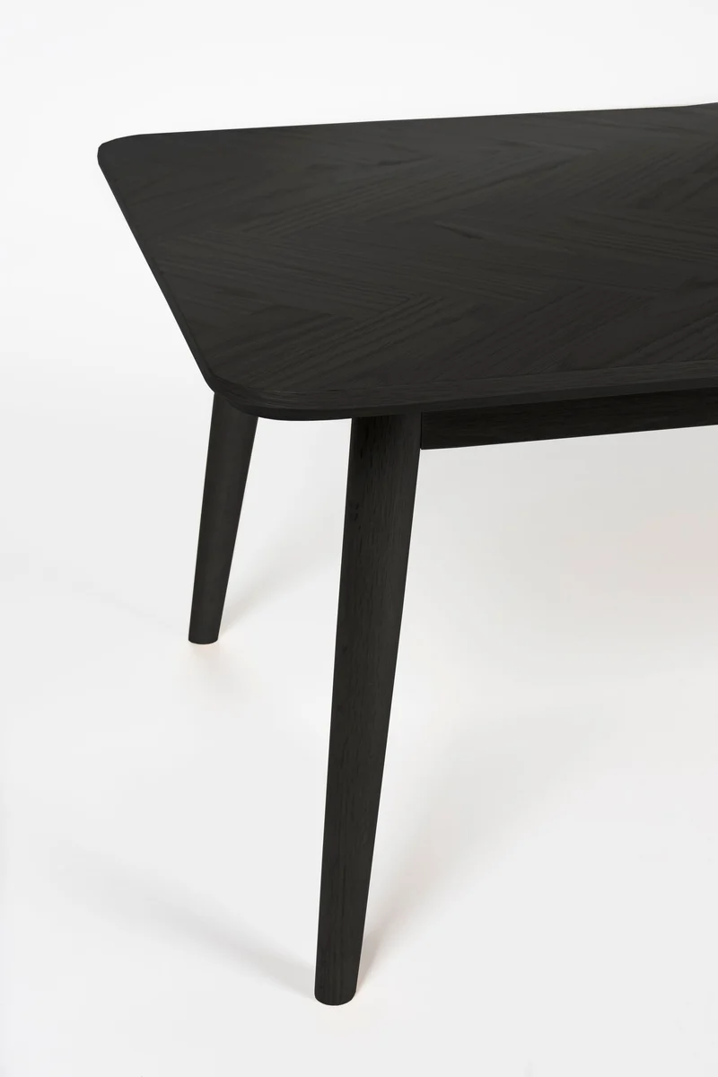White Label Living Couchtisch Fabio 120 × 60 cm – Schwarz, Massives Eichenholz