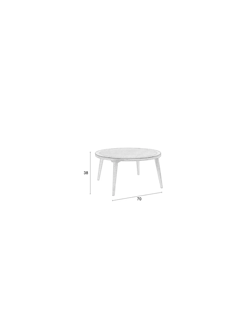 White Label Living Couchtisch Haru Rund – Beige, Glas, 70 × 70 × 38 cm