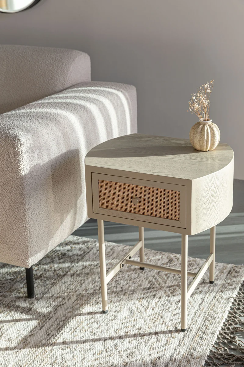 White Label Living Beistelltisch Amaya – Beige, Holz, 38 × 48 × 54 cm