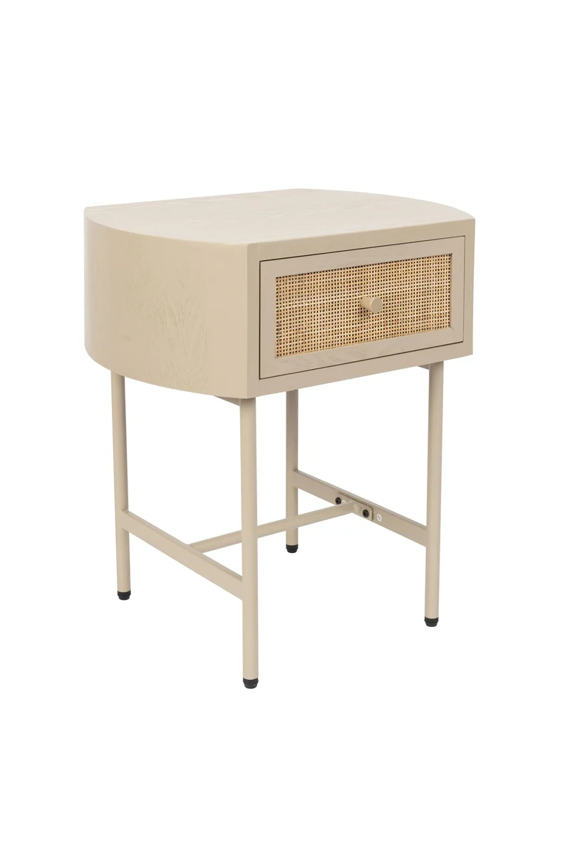 White Label Living Beistelltisch Amaya – Beige, Holz, 38 × 48 × 54 cm