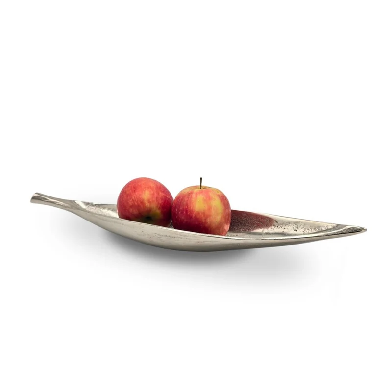 DEKO SCHALE "SHORT LEAF" | 40 cm, silber | Dekoteller