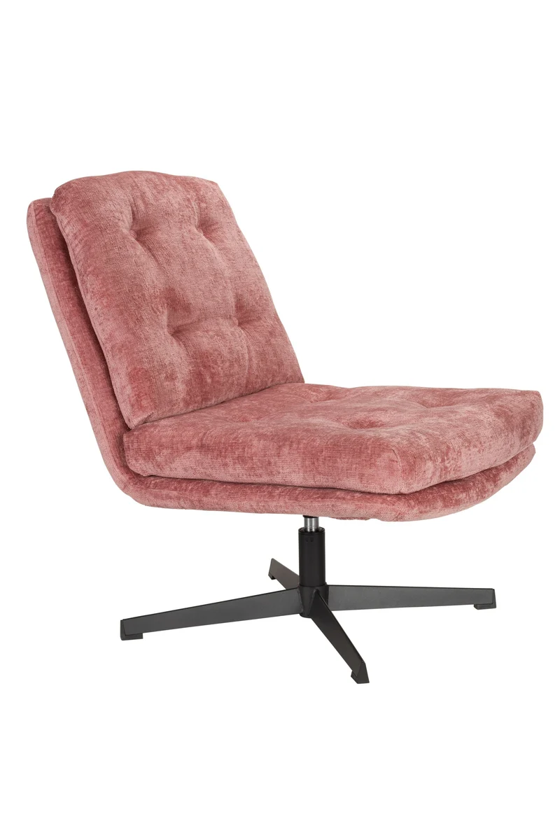 White Label Living Loungesessel Kai – Pink, Polyester, 75,5 × 72 × 69,5 cm