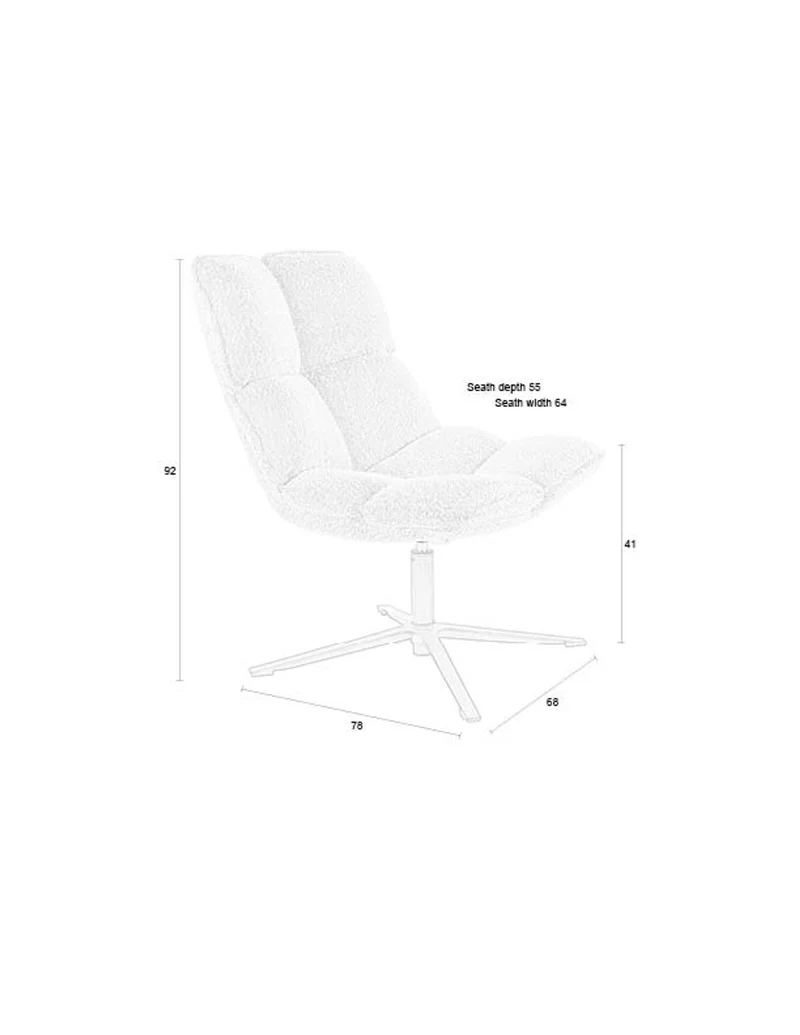 White Label Living Loungesessel Bros – Polyester, 78 × 68 × 92 cm