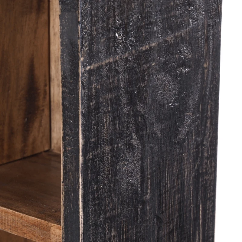 KLEINES CD & BÜCHERREGAL | 94x36cm, Holzregal 10 Fächer natur-schwarz