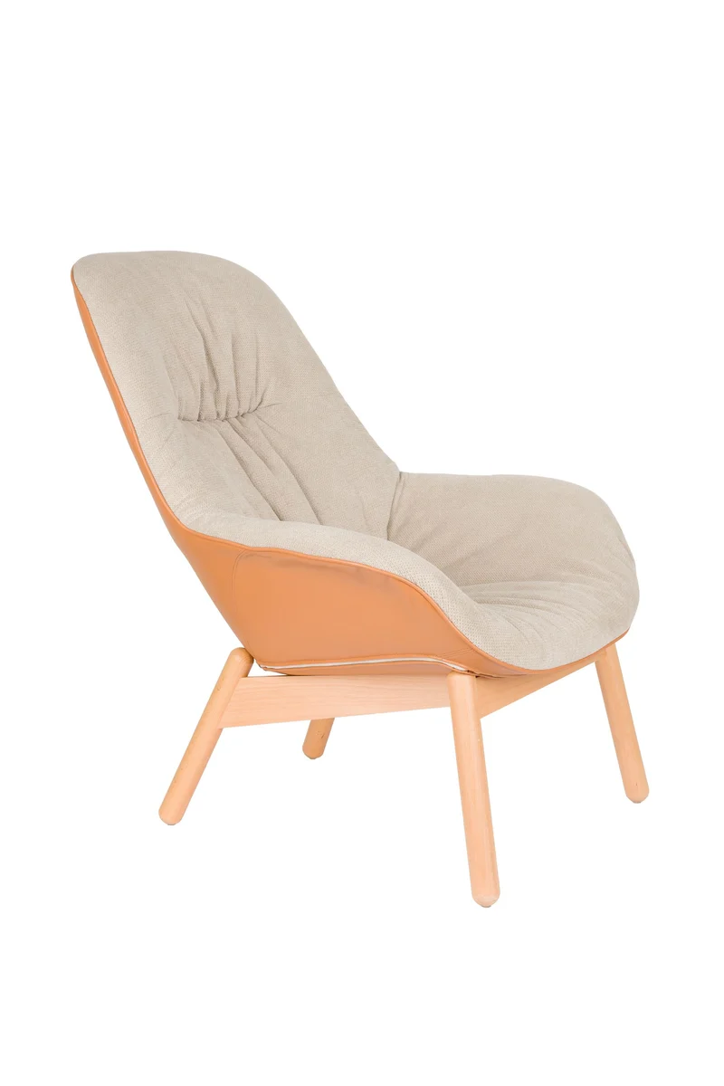 White Label Living Loungesessel Duke – Massives Buchenholz, 92 × 75 × 93 cm