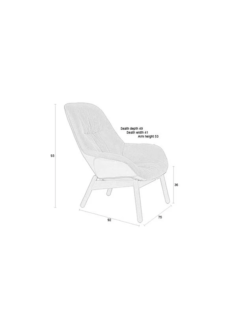 White Label Living Loungesessel Duke – Massives Buchenholz, 92 × 75 × 93 cm