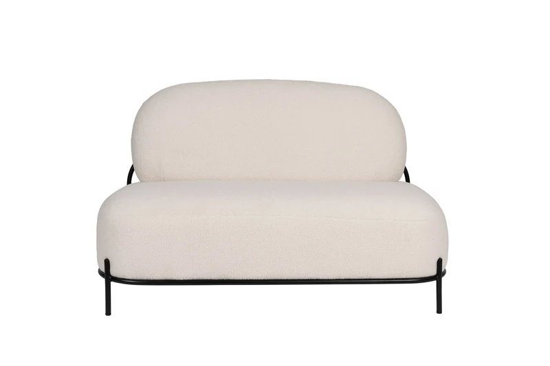 White Label Living Sofa Polly Teddy Ivory – Textil, 71,5 × 125 × 77 cm