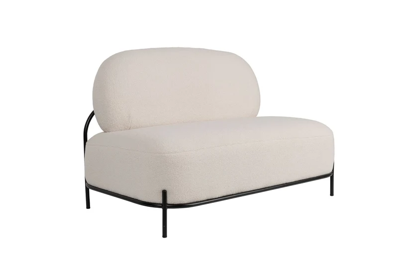 White Label Living Sofa Polly Teddy Ivory – Textil, 71,5 × 125 × 77 cm